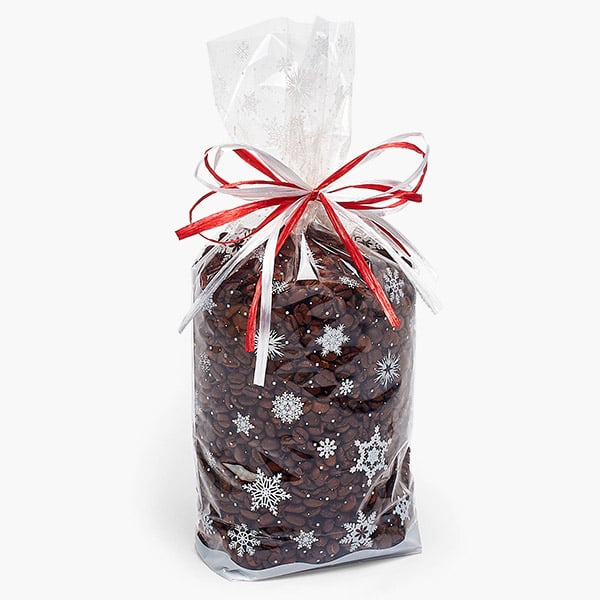 White Snowflakes Hard Bottom 1.4 mi Bags, 3.5x2.25x12", 100 Pack