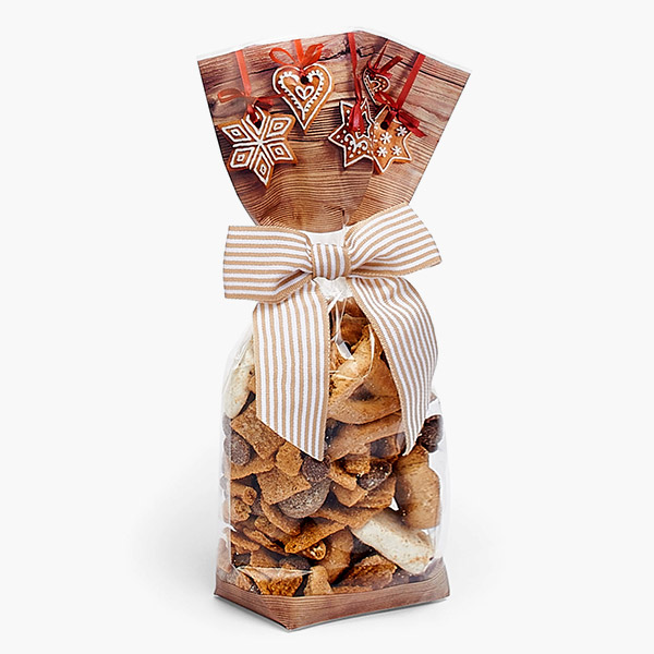 Gingerbread Hard Bottom 1.4 mil Cel Bags, 2.25x1.5x8.75", 100 Pack
