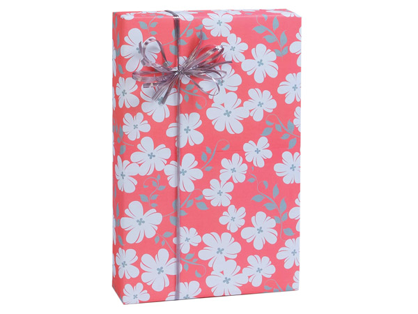 Coral Blooms Gift Wrap, 24"x417' Counter Roll