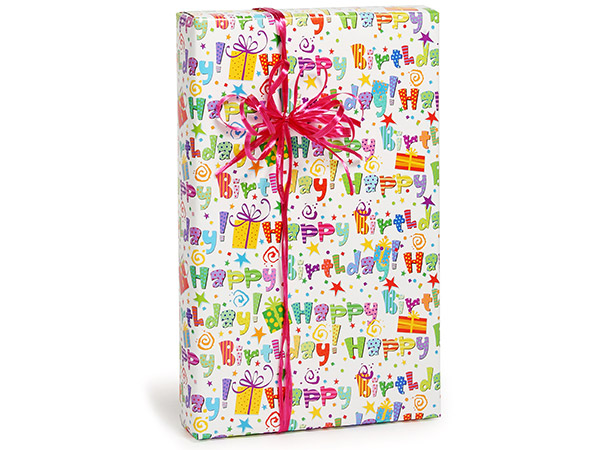 Rainbow Birthday Bulk Wrapping Paper Roll - 834 Sq Ft, JAM Paper