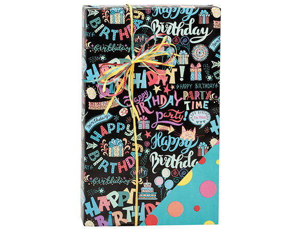 Birthday Scribbles Reversible Gift Wrap Paper, 24"x85' Cutter Roll