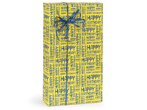 Happy Birthday Words Wrapping Paper, 24"x85'