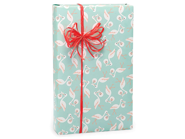 Baby Stork Wrapping Paper, 24"x417' Counter Roll