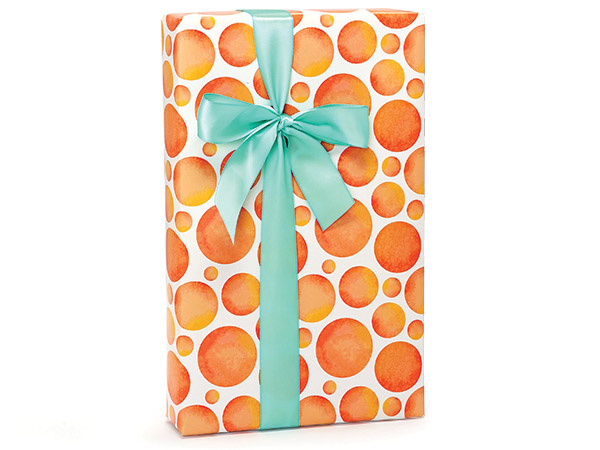 Watercolor Dots Orange Gift Wrap, 24"x85' Roll