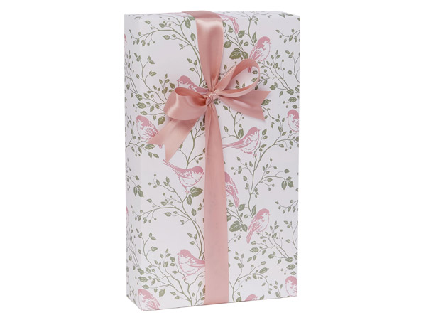 Pink Chickadees Gift Wrap, 24"x417' Counter Roll
