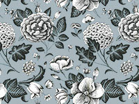 Blue Floral Toile Gift Wrap, 24x85' Roll