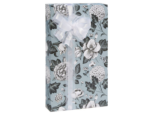 Blue Floral Toile Gift Wrap, 24"x85'