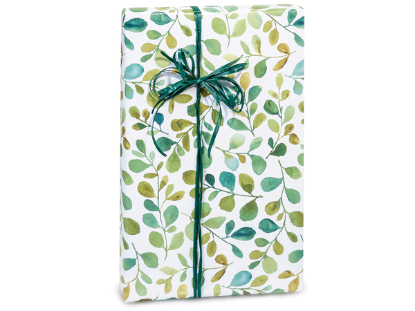 Watercolor Greenery Wrapping Paper 24"x85' Cutter Roll