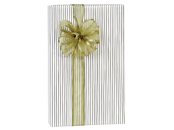 Black Pinstripe Premium Recycled Gift Wrap