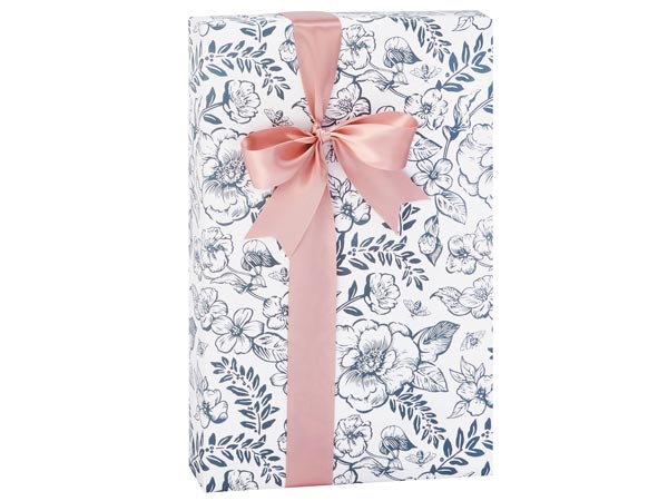 Timeless Floral Gray Gift Wrap