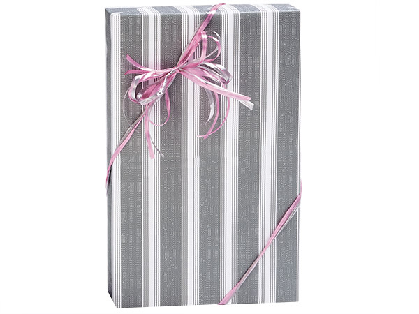 Ticking Stripe Gray Gift Wrap, 24"x85' Cutter Roll