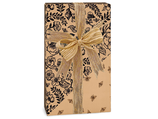 Timeless Floral Kraft Reversible Gift Wrap, 24"x417' Counter Roll