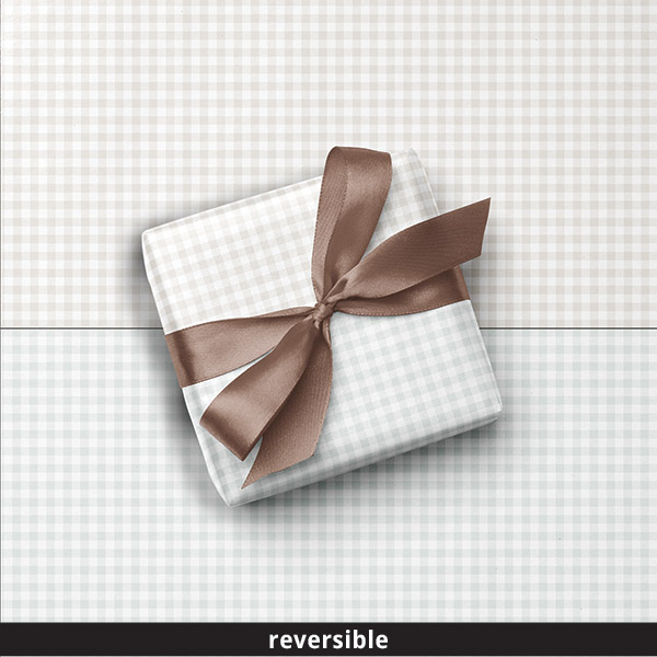 Sage & Beige Gingham Reversible Gift Wrap, 24"x85' Roll