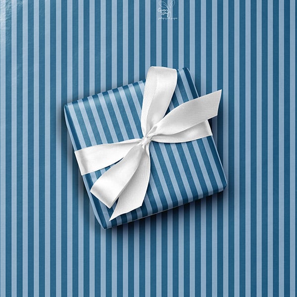 French Blue Stripe Gift Wrap, 24"x417' Counter Roll