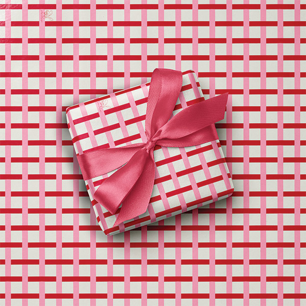 Red & Pink Basket Weave Gift Wrap, 24"x85' Roll