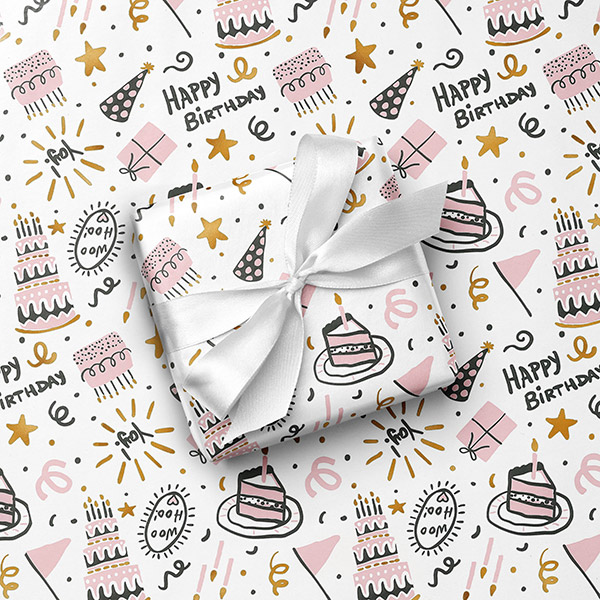 Birthday Icons Gift Wrap, 24"x85' Roll