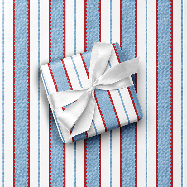 Americana Stripe Gift Wrap, 24"x417' Counter Roll