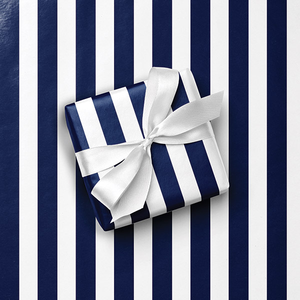 Navy Cabana Stripe Gift Wrap, 24"x417' Counter Roll