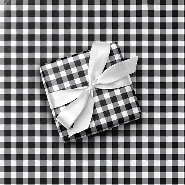 Black Gingham Gift Wrap, 24"x85' Roll