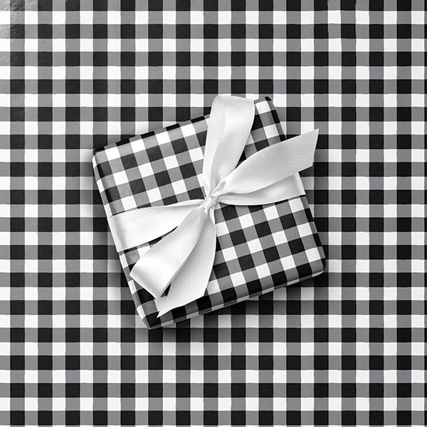 Black Gingham Gift Wrap, 24"x417' Counter Roll
