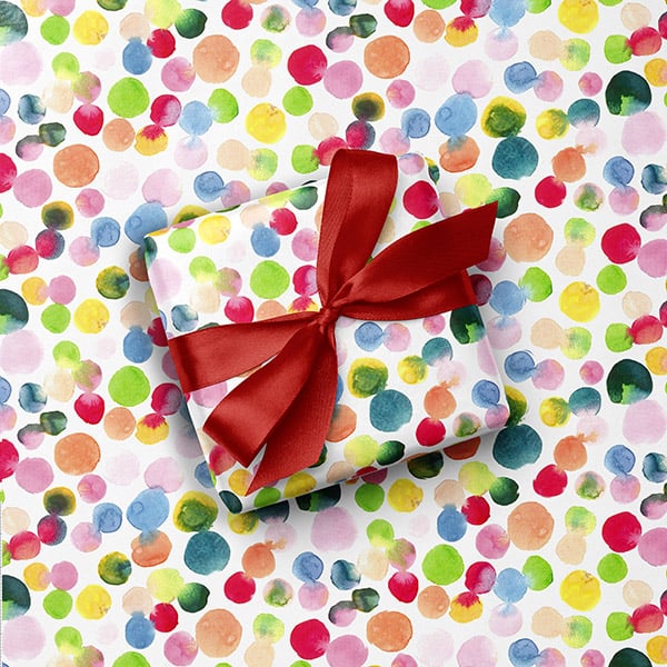 Watercolor Confetti Gift Wrap, 24"x85' Roll