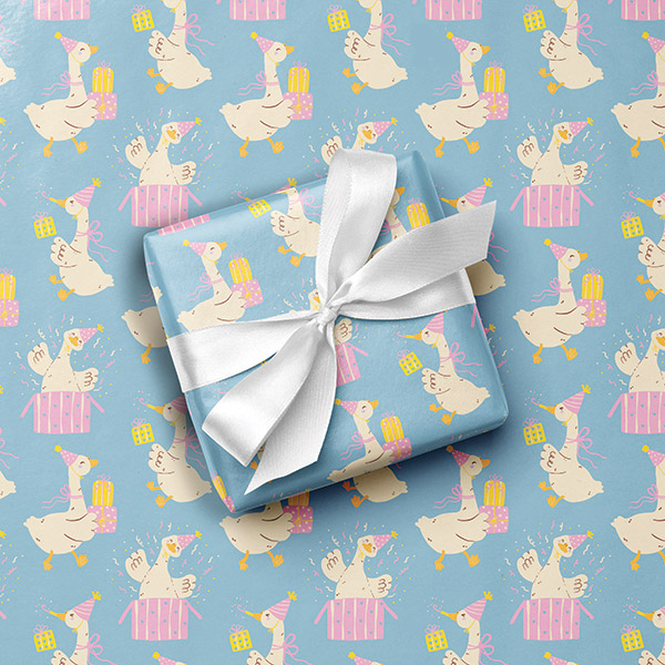 Silly Goose Birthday Gift Wrap, 24"x417' Counter Roll