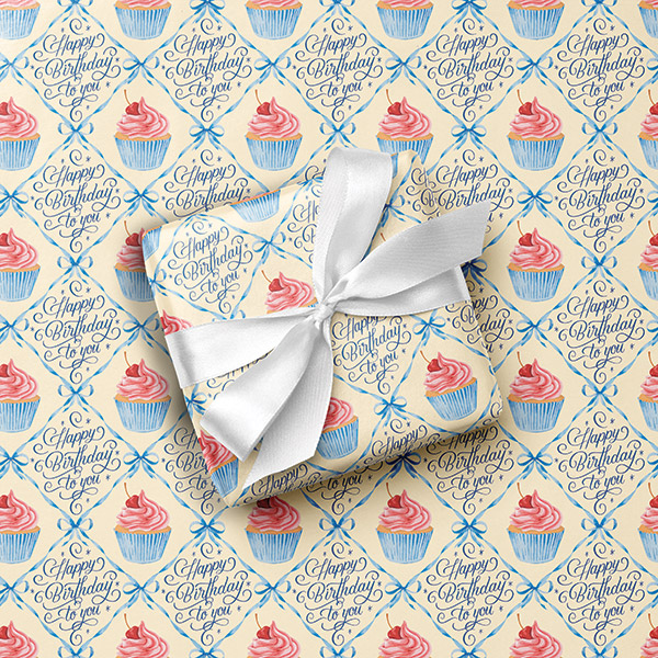 Birthday Cupcakes Gift Wrap, 24"x85' Roll