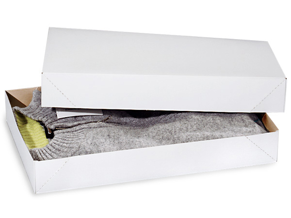 2 PACK WHITE GIFT BOX 11.31" X 17.16" X 2.53" PRESENT CLOTHING SHIRT CASE 