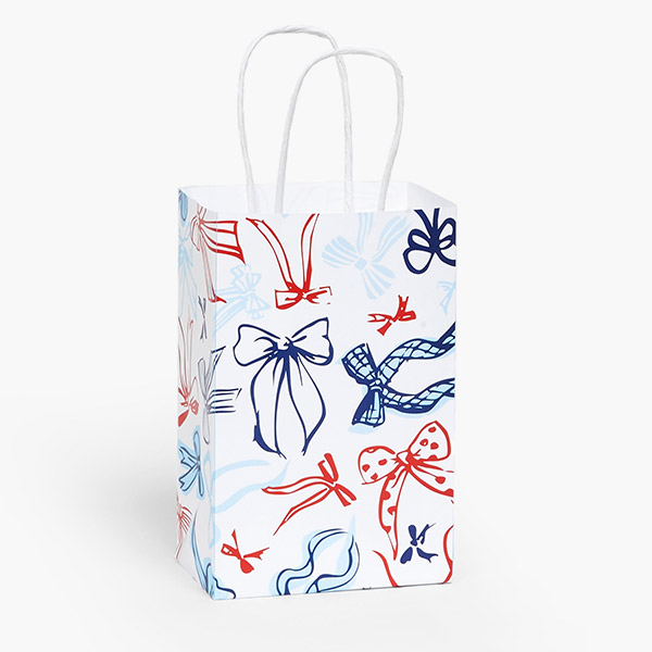 Americana Bows Paper Gift Bag,  Rose 5.25x3.25x8.25", 25 Pack
