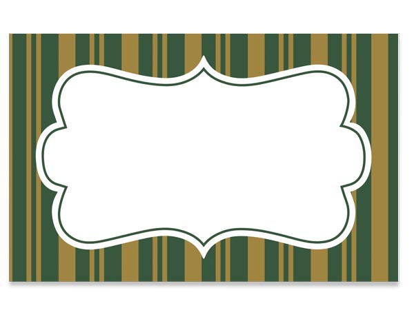 Green and Gold Stripe Gloss Enclosure Card, 3.5x2.25", 50 Pack