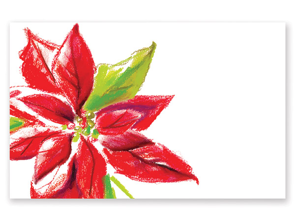 Christmas Poinsettia Gloss Enclosure Card, 3.5x2.25", 50 Pack