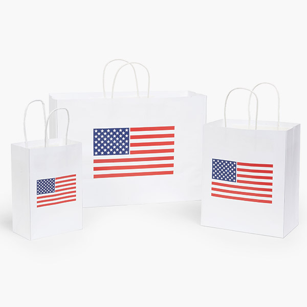 American Flag Paper Gift Bag Assortment 125 Pack