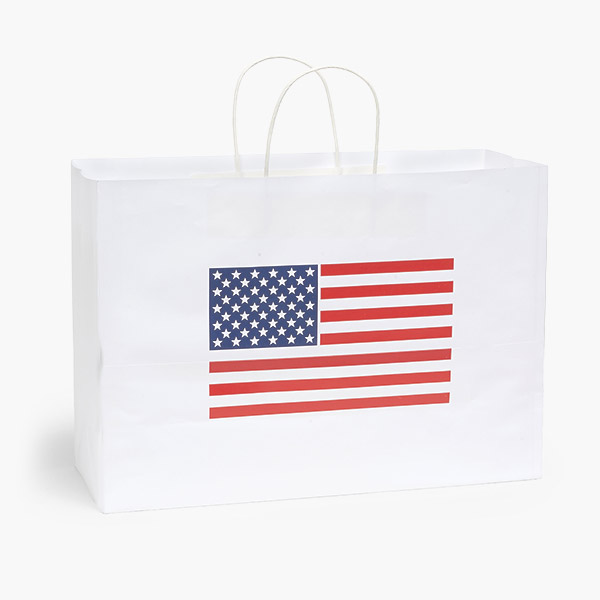 American Flag Paper Gift Bag, Vogue 16x6x12",100 Pack