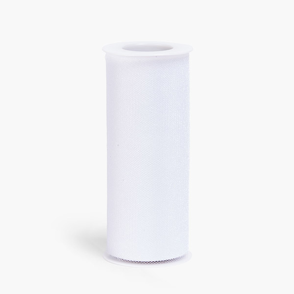 White Select Glimmer Tulle Ribbon, 6"x25 Yards