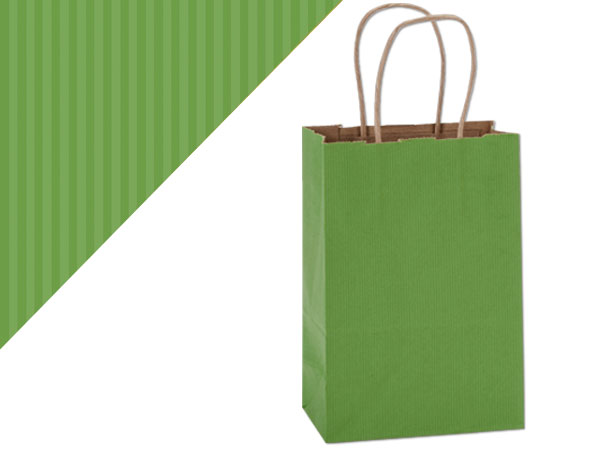 Apple Green Shadow Stripe Bags, Rose 5.5x3.25x8.375", 250 Pack