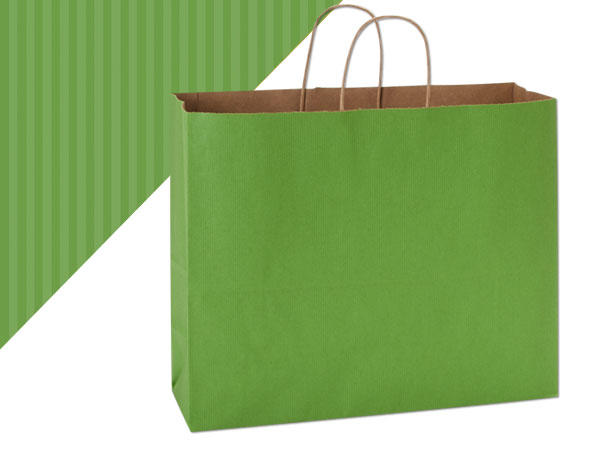Apple Green Shadow Stripe Bags Vogue 16x6x13", 25 Pack