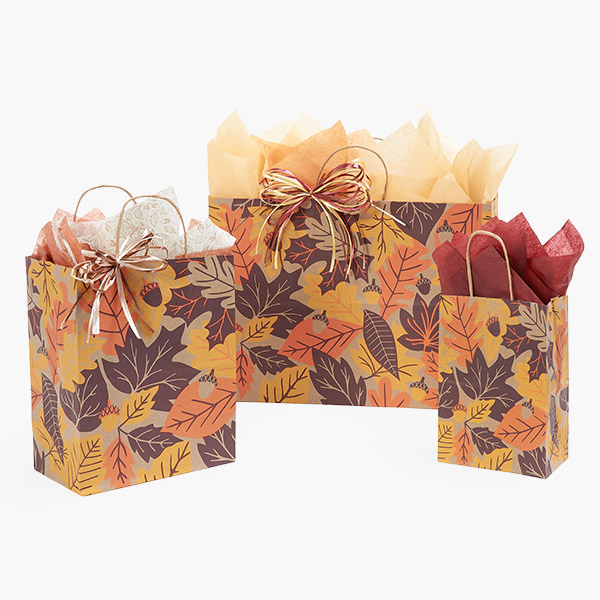 Autumn Leaves Paper Gift Bags, Assortment, 125 Pack