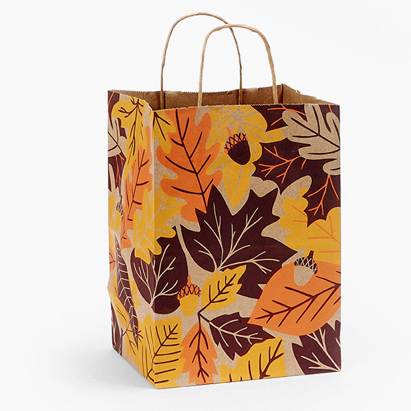 Autumn Leaves Paper Gift Bags, Cub 8x4.75x10.25", 100 Pack