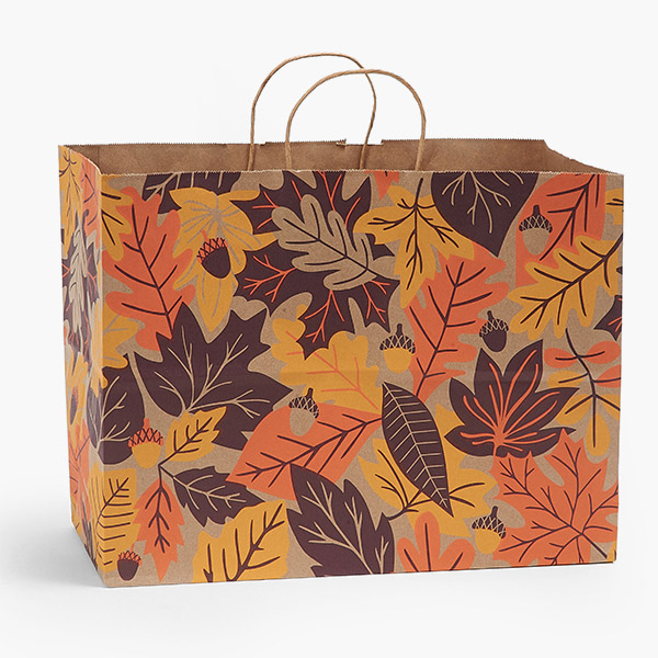 Autumn Leaves Paper Gift Bags, Vogue 16x6x12",100 Pack