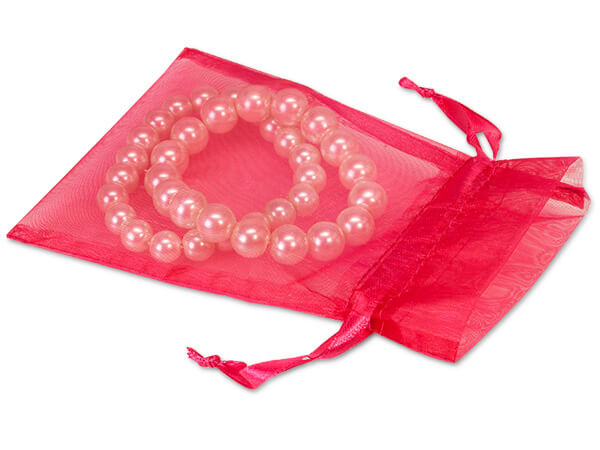Raspberry Pink Organza Favor Bags, 4x6", 10 Pack