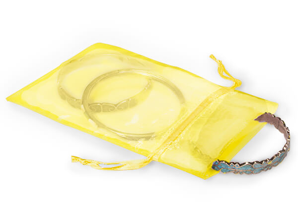 Yellow Organza Favor Bags, 4x6", 10 Pack