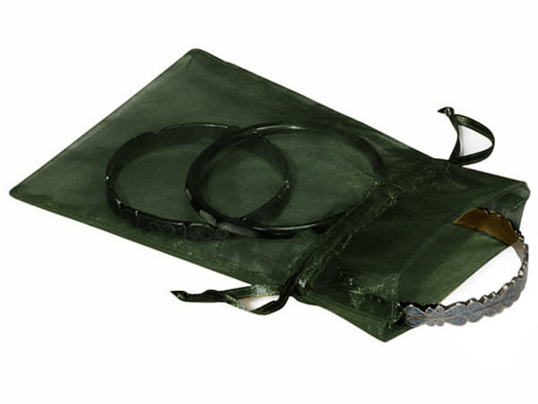 Hunter Green Organza Favor Bags, 4x6", 10 Pack