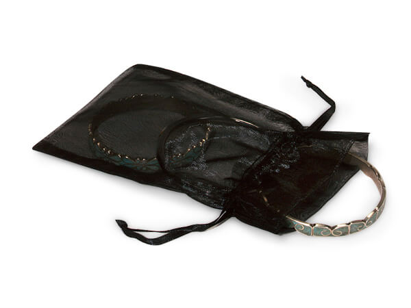 Black Organza Favor Bags, 4x6", 10 Pack