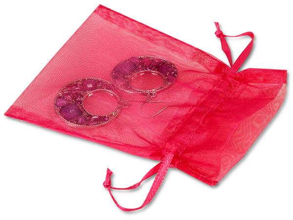 Raspberry Pink Organza Favor Bags, 3x4", 10 Pack