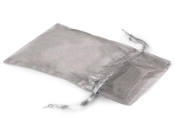Silver Organza Favor Bags, 3x4", 10 Pack