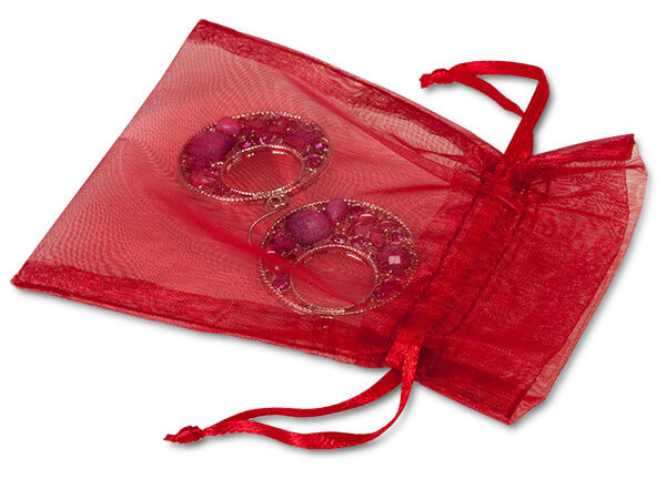 Scarlet Red Organza Favor Bags, 3x4", 10 Pack