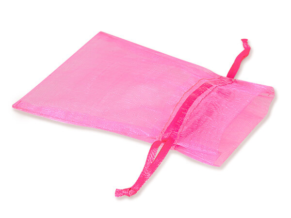 Neon Pink Organza Favor Bags, 3x4", 10 Pack