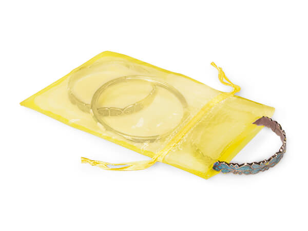 Sunshine Yellow Organza Favor Bags, 3x4", 10 Pack