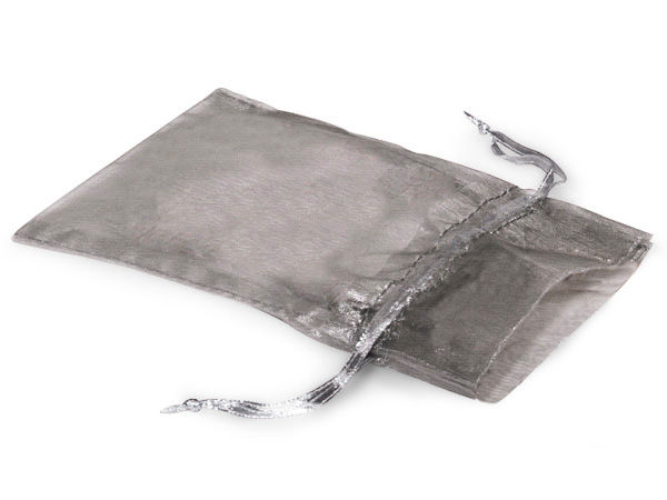 Charcoal Gray Organza Favor Bags, 3x4", 10 Pack