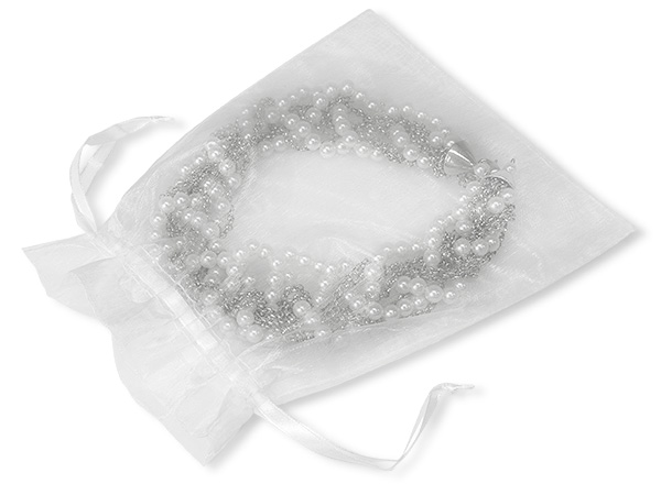White Organza Favor Bags, 7x9", 10 Pack
